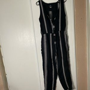 ACE & JIG "Folkloric" Jumpsuit SZ M Black White Jacquard Romper Stripe BARNEYS
